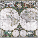 старинная карта полушарий